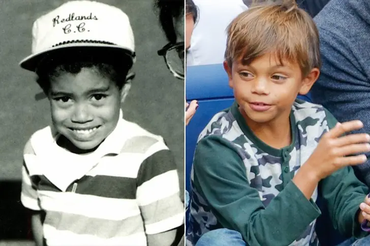 Tiger Woods and Charlie Woods
