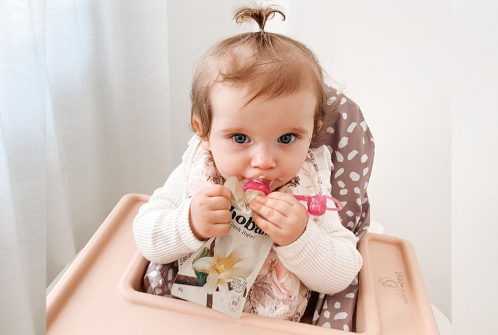 Baby food pouches and texture variety.