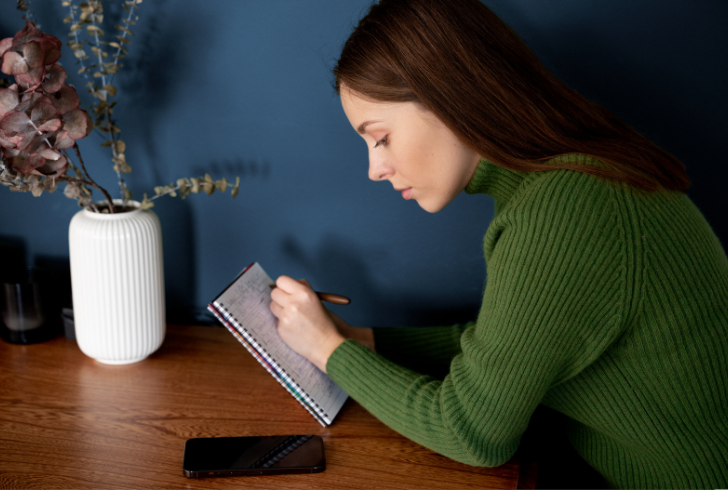 Woman writing goals in new planner